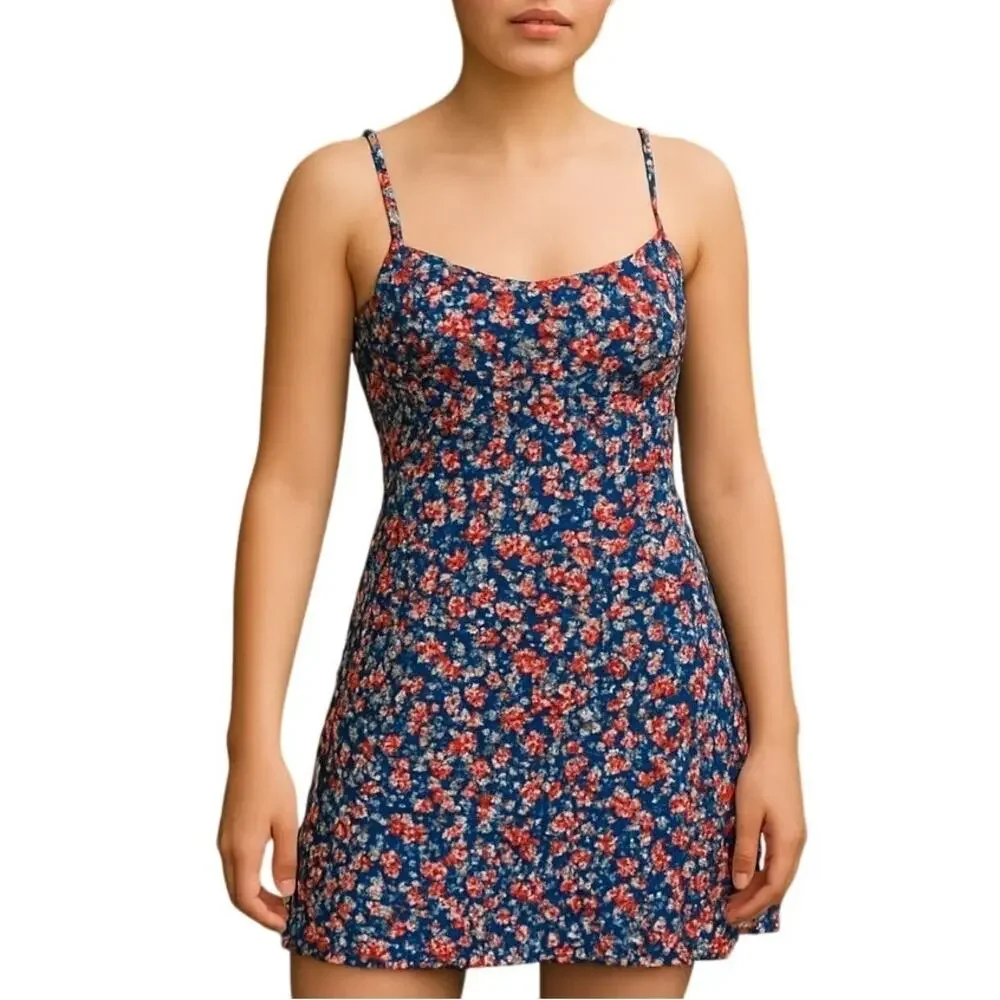 Junior's 9 Blue Sleeveless Floral Maxi BOHO Short Girl's Kid,s Sun Dress Teen
